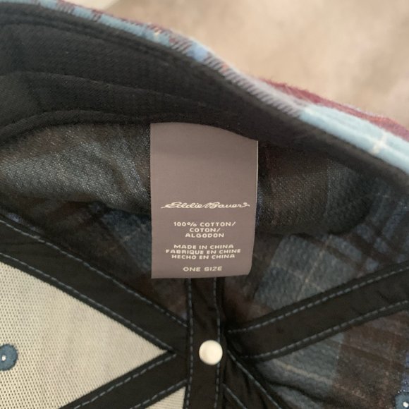 Eddie Bauer Blue Purple Plaid Baseball Hat - Picture 2 of 2